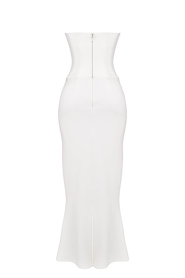 Women Corset Dress Strapless Structured Fitted Bodice - Evergreen Outfits - Women Maxi Dress