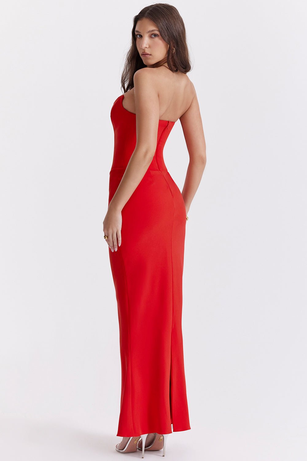 Women Corset Dress Strapless Structured Fitted Bodice - Evergreen Outfits - Women Maxi Dress
