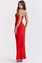 Women Corset Dress Strapless Structured Fitted Bodice - Evergreen Outfits - Women Maxi Dress