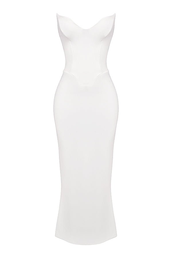Women Corset Dress Strapless Structured Fitted Bodice - Evergreen Outfits - Women Maxi Dress
