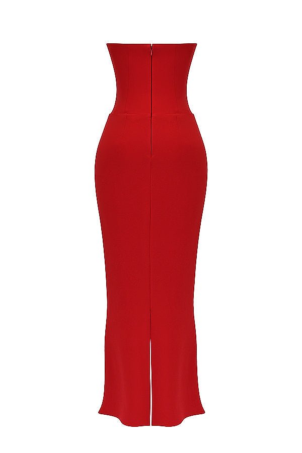 Women Corset Dress Strapless Structured Fitted Bodice - Evergreen Outfits - Women Maxi Dress