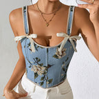 Women Corset Top | Sweetheart Neckline with Tie Straps - Evergreen Outfits- Corset Top