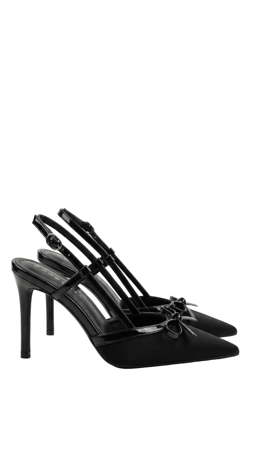 Women Court Heels Pointed Toe T Strap Bow Satin Finish - Evergreen Outfits - Women Heels