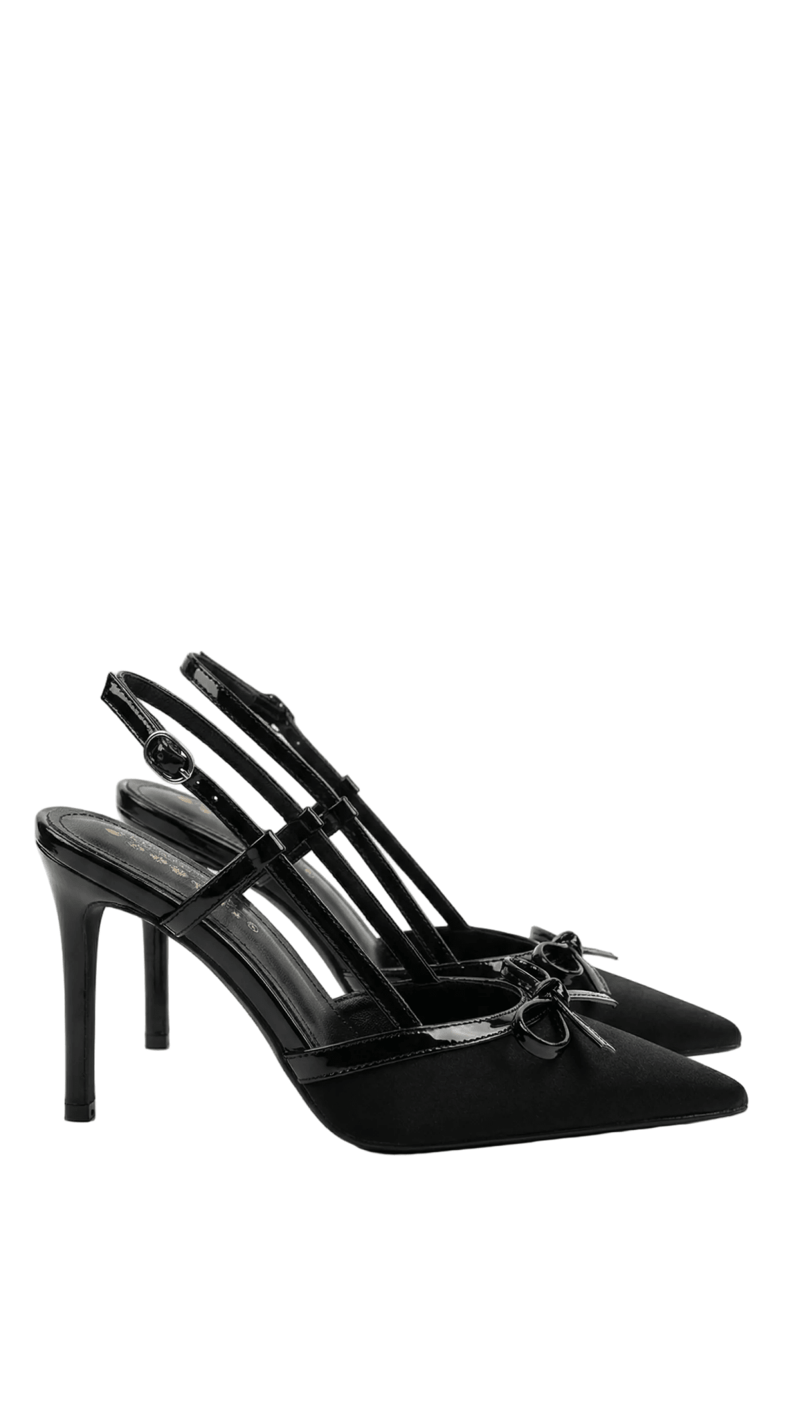 Women Court Heels Pointed Toe T Strap Bow Satin Finish - Evergreen Outfits - Women Heels