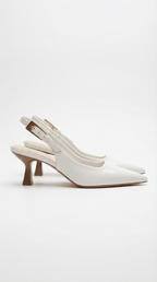 Women Court Heels Slingback Strap Pointed Toe Design - Evergreen Outfits - Women Heels