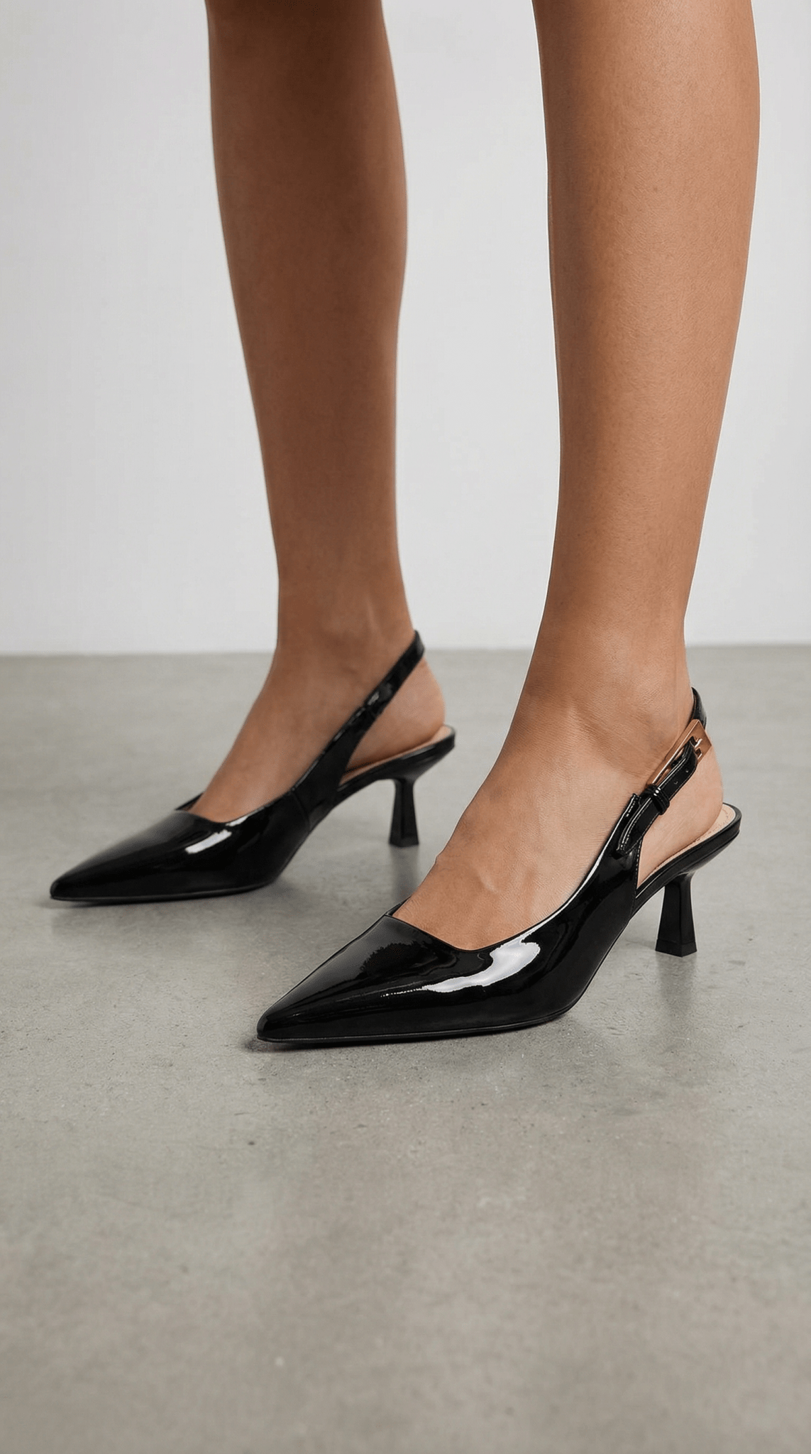 Women Court Heels Slingback Strap Pointed Toe Design - Evergreen Outfits - Women Heels