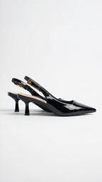 Women Court Heels Slingback Strap Pointed Toe Design - Evergreen Outfits - Women Heels