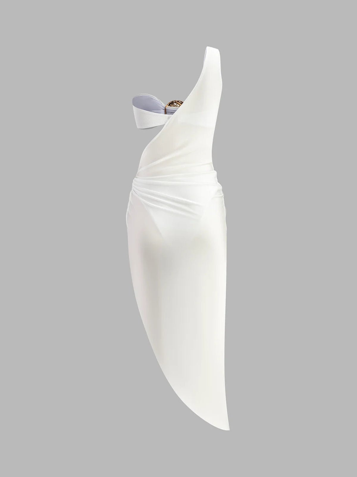Women Cut - Out Dress One Shoulder Draped Satin Design - Evergreen Outfits - Women Midi Dress