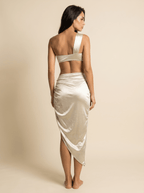 Women Cut - Out Dress One Shoulder Draped Satin Design - Evergreen Outfits - Women Midi Dress