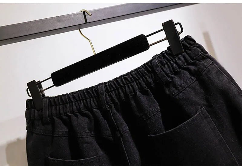 Women Denim Shorts High Waist Straight Leg Raw Hem - Evergreen Outfits - Women Shorts