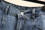 Women Denim Shorts Plus Size Straight Leg Relaxed Fit - Evergreen Outfits - Women Shorts