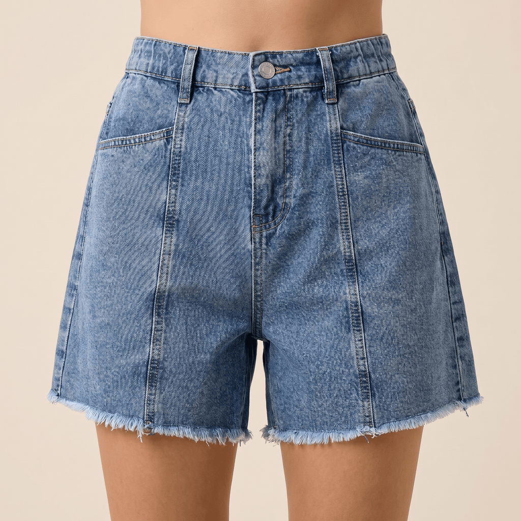 Women Denim Shorts Plus Size Straight Leg Relaxed Fit - Evergreen Outfits - Women Shorts
