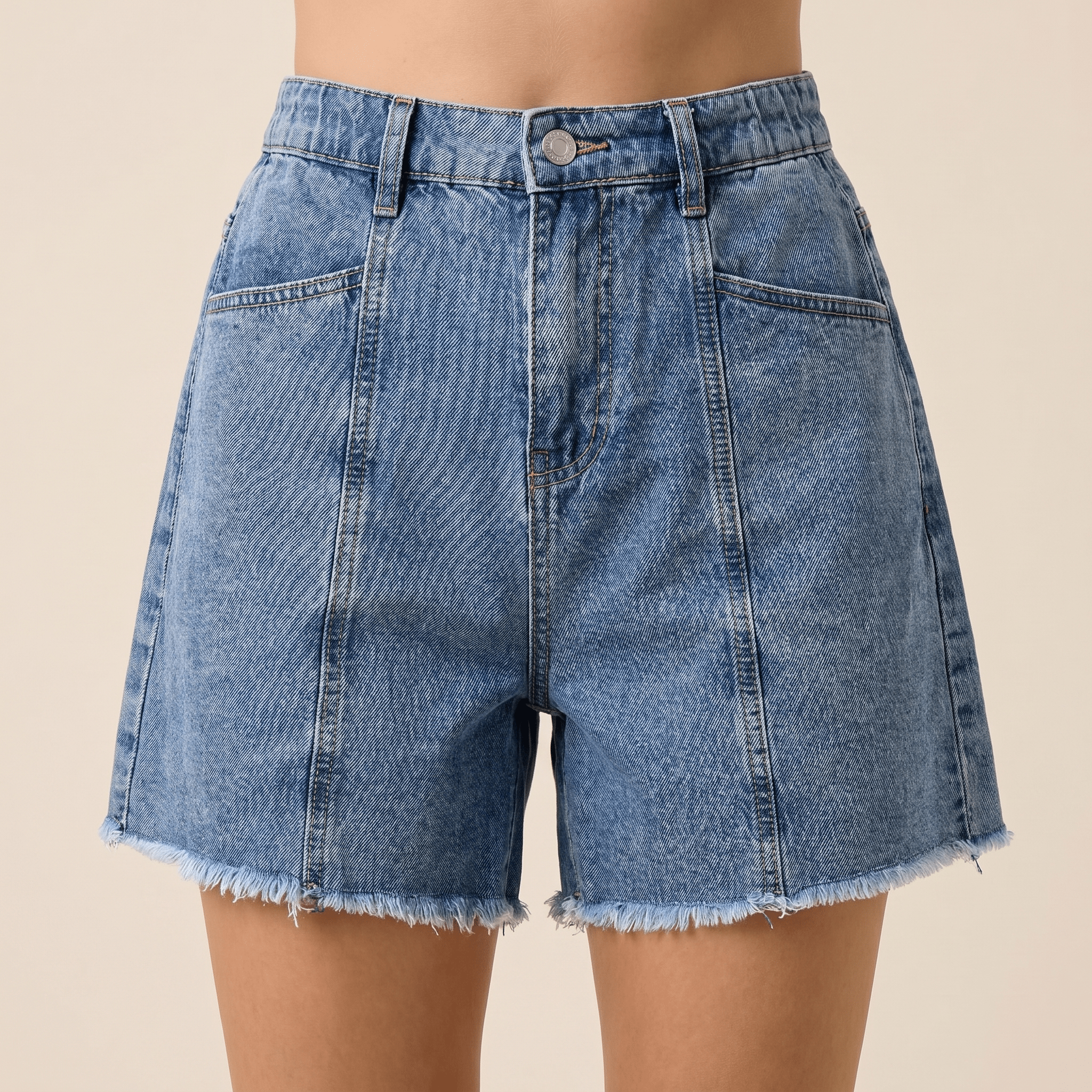 Women Denim Shorts Plus Size Straight Leg Relaxed Fit - Evergreen Outfits - Women Shorts
