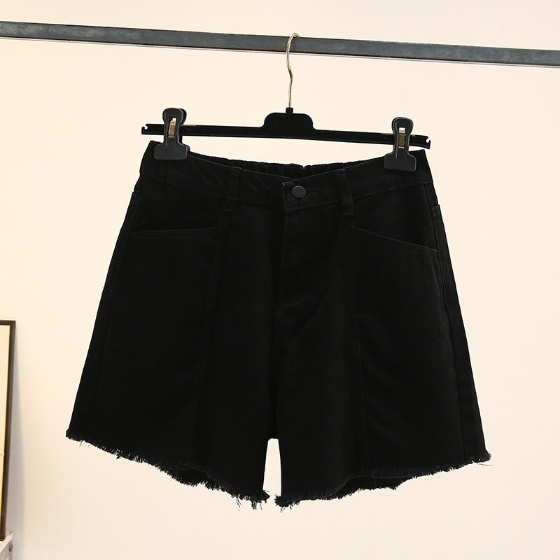 Women Denim Shorts Plus Size Straight Leg Relaxed Fit - Evergreen Outfits - Women Shorts