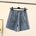 Women Denim Shorts Plus Size Straight Leg Relaxed Fit - Evergreen Outfits - Women Shorts