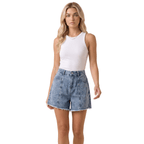 Women Denim Shorts Plus Size Straight Leg Relaxed Fit - Evergreen Outfits - Women Shorts