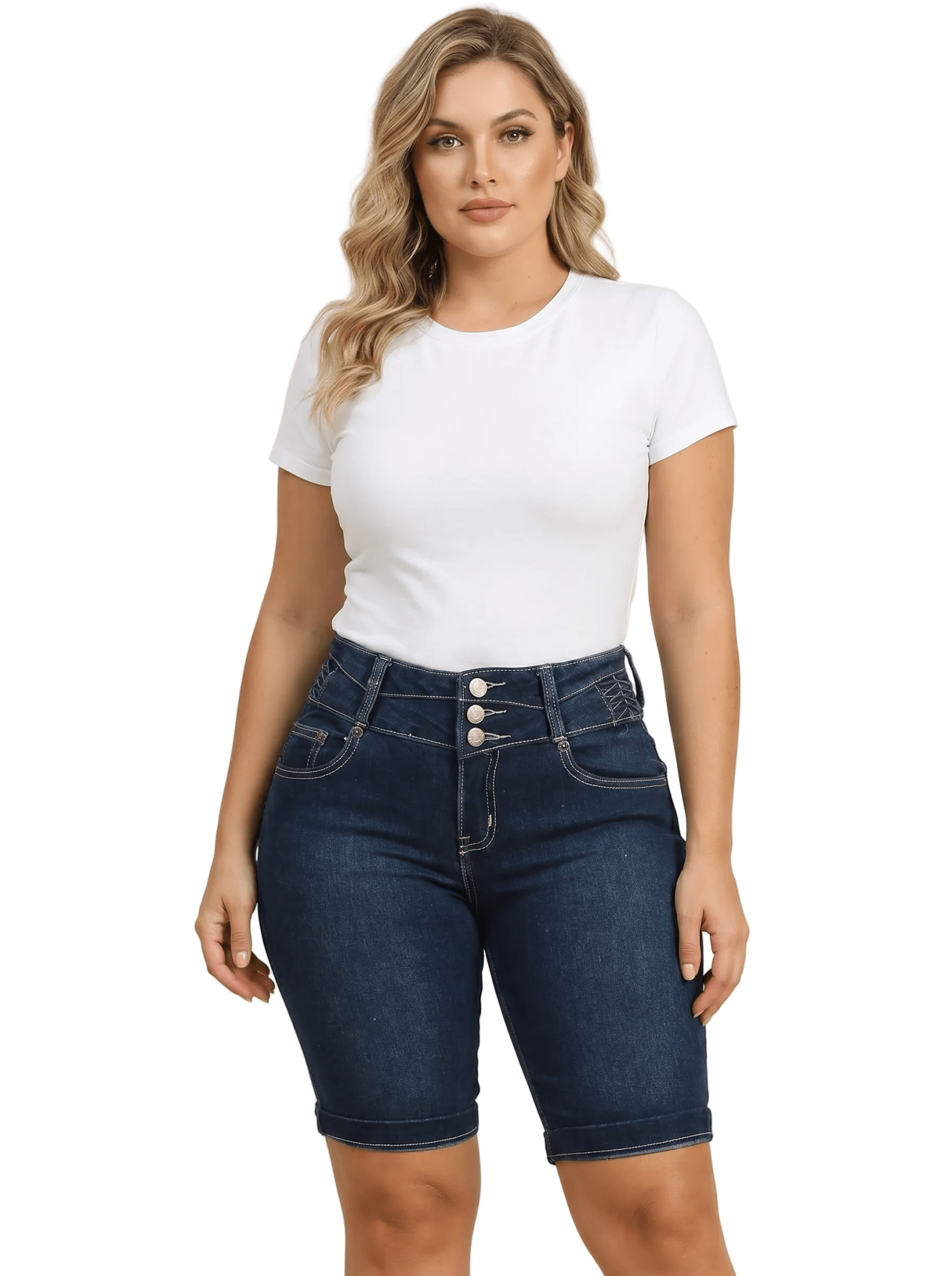 Women Denim Shorts Plus Size Vintage High Waist Slim - Evergreen Outfits - Women Shorts