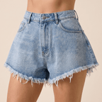 Women Denim Shorts Wide Leg Loose High Waist Design - Evergreen Outfits - Women Shorts