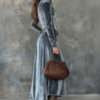 Women Dress | A-Line Velvet Maxi with Shirt Collar Front - Evergreen Outfits- Dresses