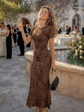 Women Dress | Floral Maxi Cut with Ruched Waist Detail - Evergreen Outfits- Dresses