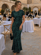 Women Dress | Floral Maxi Cut with Ruched Waist Detail - Evergreen Outfits- Dresses