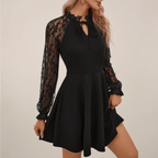 Women Dress Full Length Lace Sleeve Detail Elegant Fit - Evergreen Outfits - Women Mini Dress