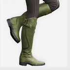 Women High Top Boots Buckle Closure Closed Toe Design - Evergreen Outfits - Women Boots