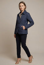 Women Jacket | Diamond-Quilted Fitted Collared Button Front - Evergreen Outfits- Jackets
