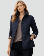 Women Jacket | Diamond-Quilted Regular Fit with Spread Collar - Evergreen Outfits- Jackets
