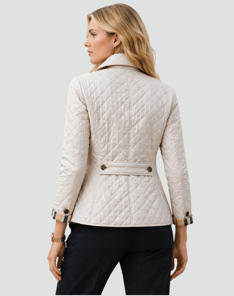 Women Jacket | Diamond-Quilted Regular Fit with Spread Collar - Evergreen Outfits- Jackets