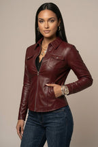 Women Jacket | Fitted Cut with Front Zip and Flap Pockets - Evergreen Outfits- Jackets
