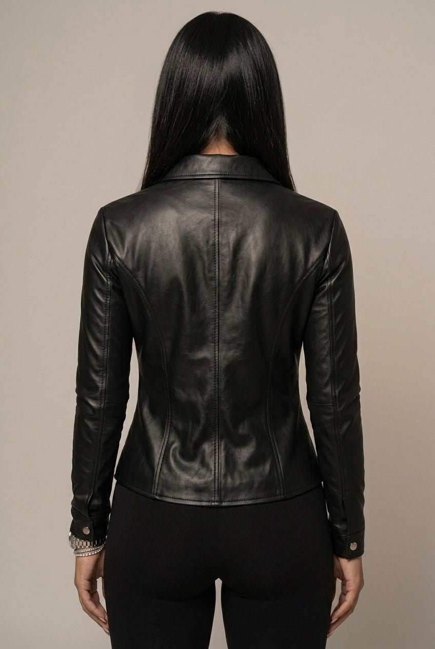 Women Jacket | Fitted Cut with Front Zip and Flap Pockets - Evergreen Outfits- Jackets