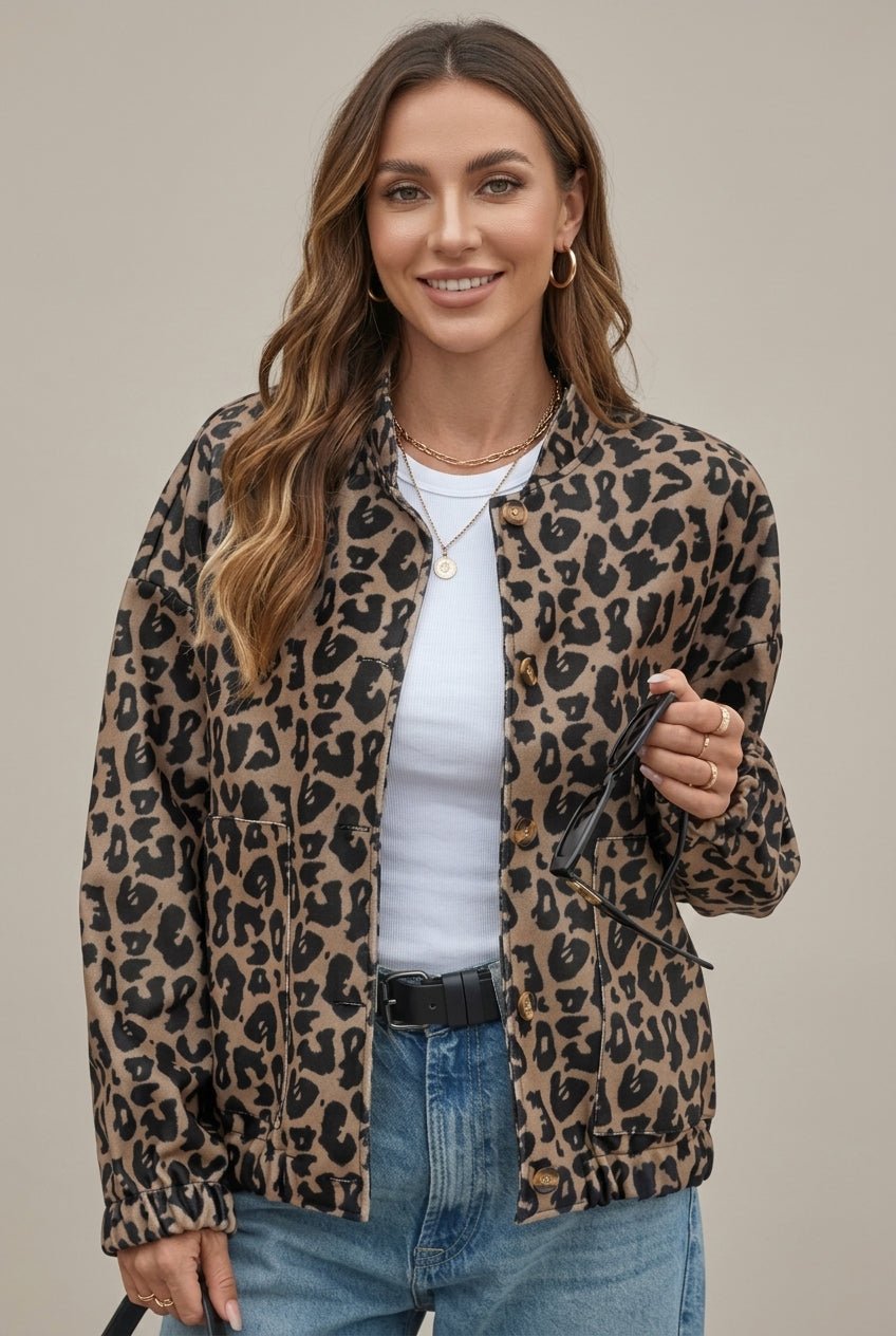 Women Jacket | Oversized Bomber with Snap-Button Front - Evergreen Outfits- Jackets