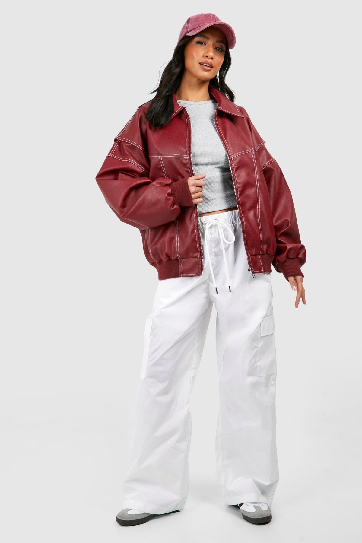 Women Jacket | Oversized Bomber with Zip Front Closure - Evergreen Outfits- Jackets