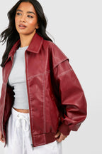 Women Jacket | Oversized Bomber with Zip Front Closure - Evergreen Outfits- Jackets