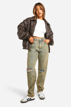 Women Jacket | Oversized Bomber with Zip Front Closure - Evergreen Outfits- Jackets