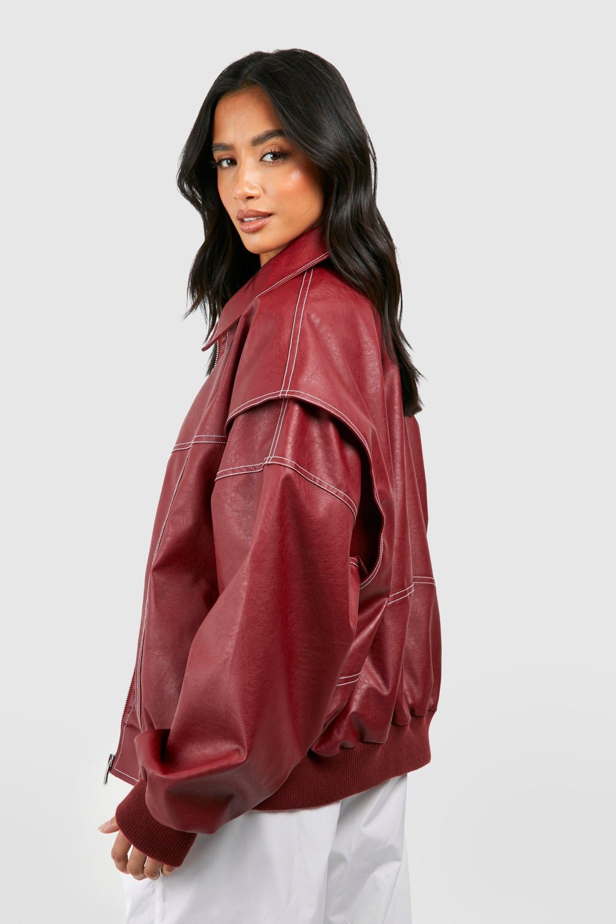 Women Jacket | Oversized Bomber with Zip Front Closure - Evergreen Outfits- Jackets