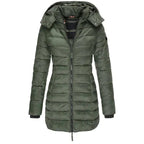 Women Jacket | Quilted Build with Removable Hood and Zip Pockets - Evergreen Outfits- Jackets