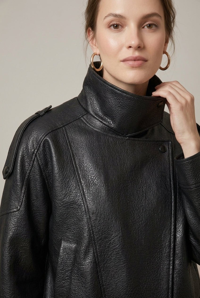 Women Jacket | Relaxed Fit Asymmetric Zip Front Closure - Evergreen Outfits- Jackets