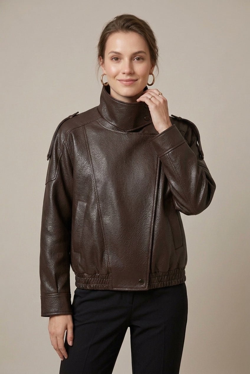 Women Jacket | Relaxed Fit Asymmetric Zip Front Closure - Evergreen Outfits- Jackets