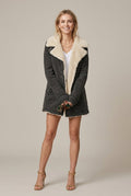 Women Jacket | Relaxed Fit with Sherpa Collar and Open Front - Evergreen Outfits- Jackets