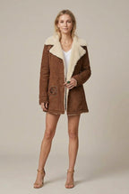 Women Jacket | Relaxed Fit with Sherpa Collar and Open Front - Evergreen Outfits- Jackets