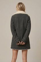Women Jacket | Relaxed Fit with Sherpa Collar and Open Front - Evergreen Outfits- Jackets