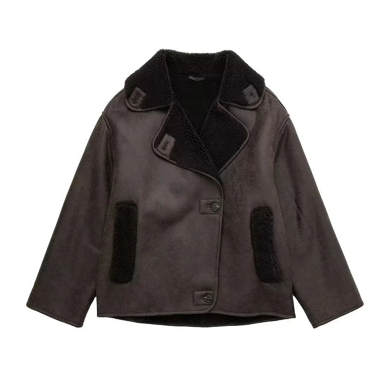 Women Jacket | Wide Collar Tailored Fit for Transitional Wear - Evergreen Outfits- Jackets