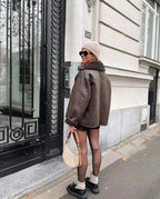 Women Jacket | Wide Collar Tailored Fit for Transitional Wear - Evergreen Outfits- Jackets