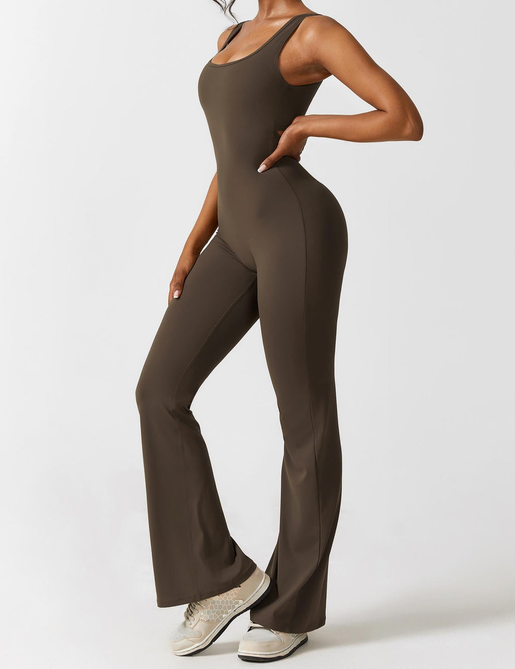 Women Jumpsuit Deep V Neck Cut - Out Back Pleated Fit - Evergreen Outfits - Women Jumpsuit