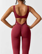 Women Jumpsuit Deep V Neck Cut - Out Back Pleated Fit - Evergreen Outfits - Women Jumpsuit
