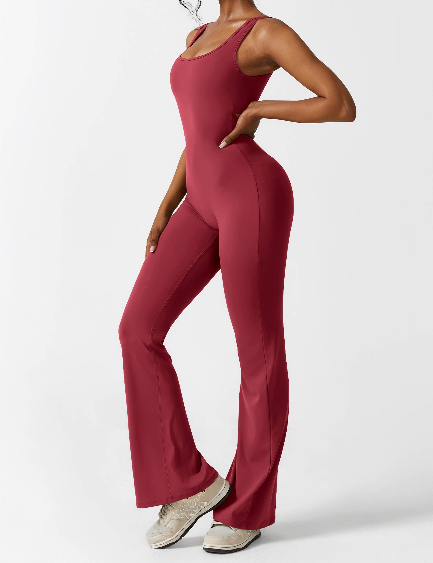 Women Jumpsuit Deep V Neck Cut - Out Back Pleated Fit - Evergreen Outfits - Women Jumpsuit