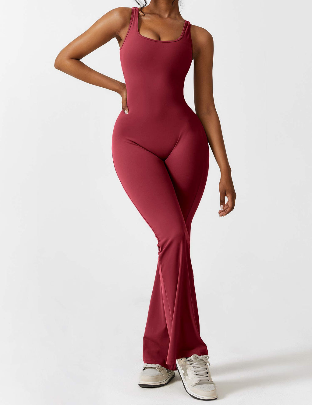Women Jumpsuit Deep V Neck Cut - Out Back Pleated Fit - Evergreen Outfits - Women Jumpsuit