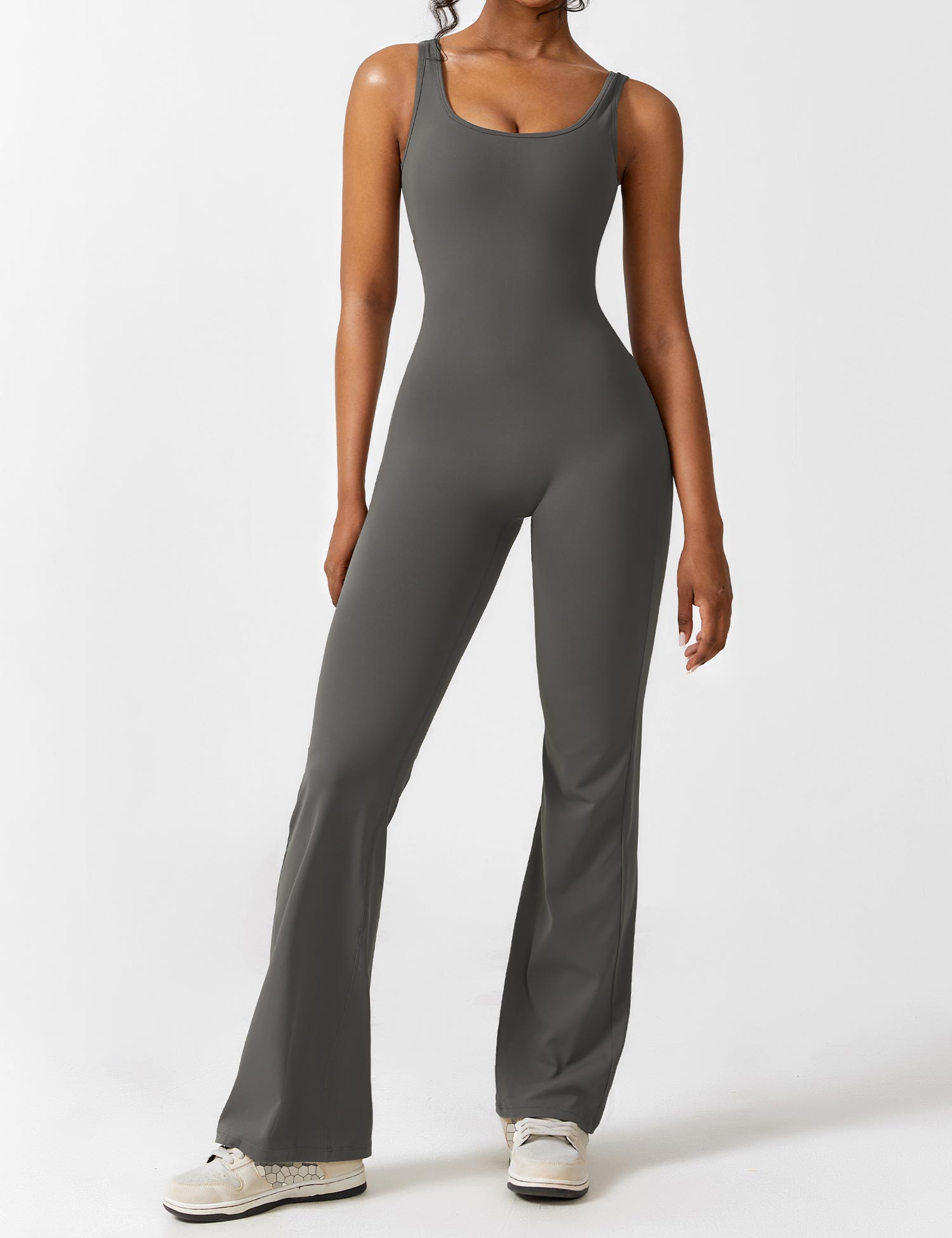 Women Jumpsuit Deep V Neck Cut - Out Back Pleated Fit - Evergreen Outfits - Women Jumpsuit